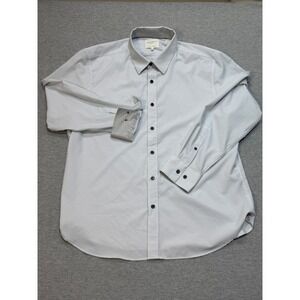 Con.Struct Slim Fit Dress Shirt XL White Blue Micro Dot 4-Way Flip Cuff Athletic